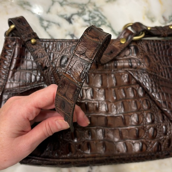 Vintage Brahmin Brown Leather Croc Small Shoulder Purse - Picture 7 of 8
